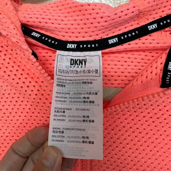 DKNY Sprint Mesh Relaxed Full Zip Hoodie Xtra Small in Aprikot - Picture 6 of 9